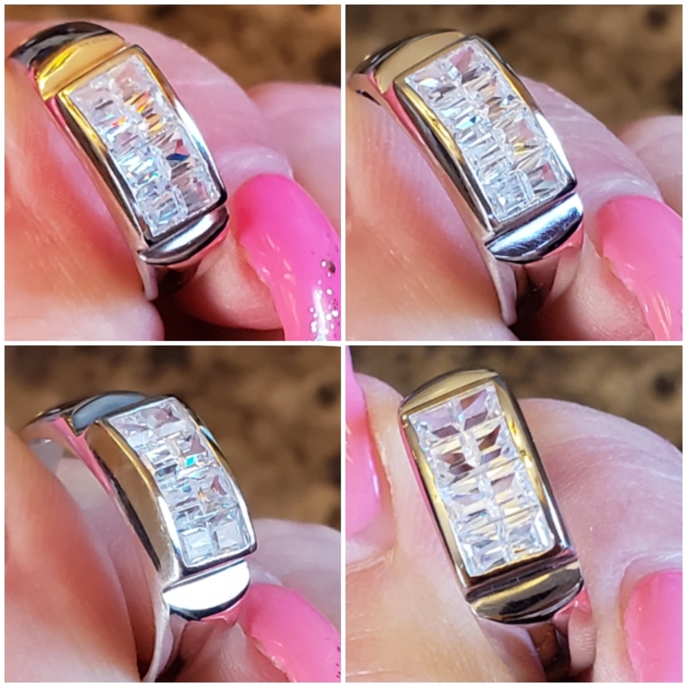 Genuine 3ct Princess Cut White Topaz Ring Size 9 - Picture 4 of 7